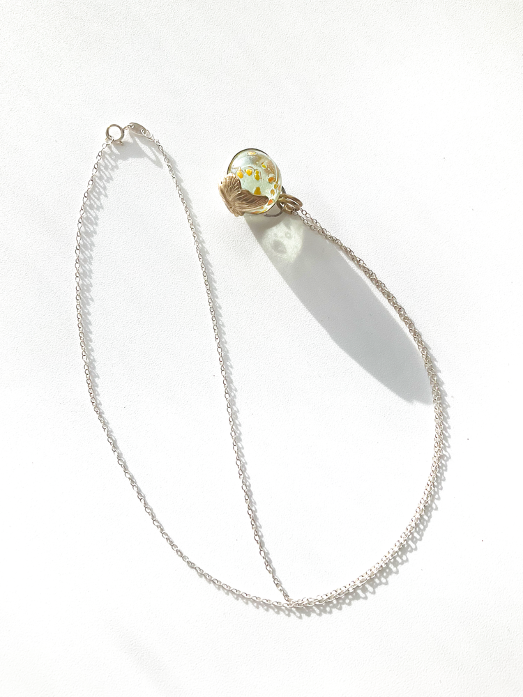 Marble Necklace: Vintage Marble + Sterling Silver + Brass • 22"