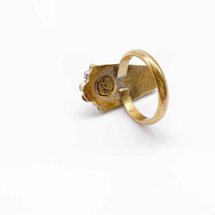 Isle Ring ◇ Turquoise + Gold Brass ◇ Size 8