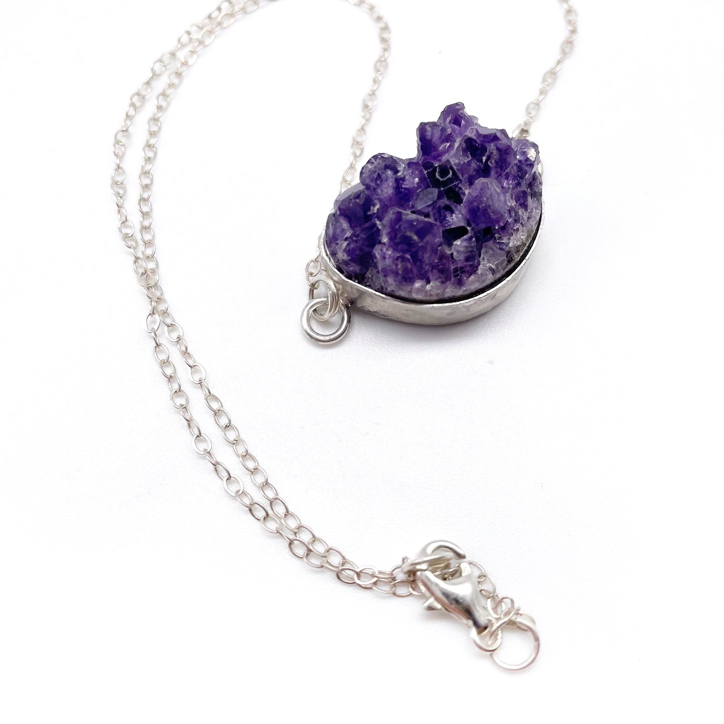 Crystals Necklace ◇ Amethyst Cluster + Sterling Silver ◇ 14"