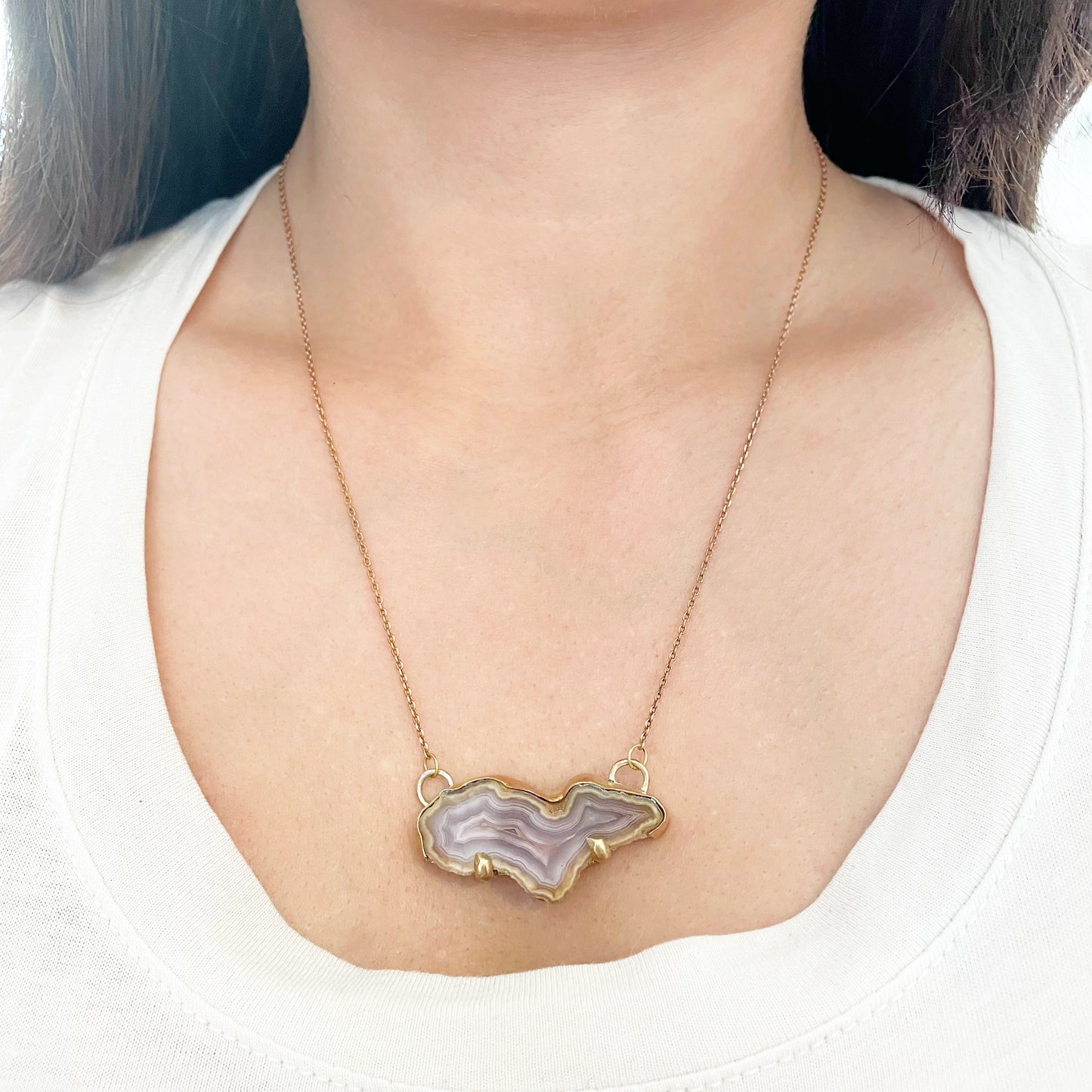 Valley's Edge Necklace ◇ Coyomito Agate + Gold Brass ◇ 17"