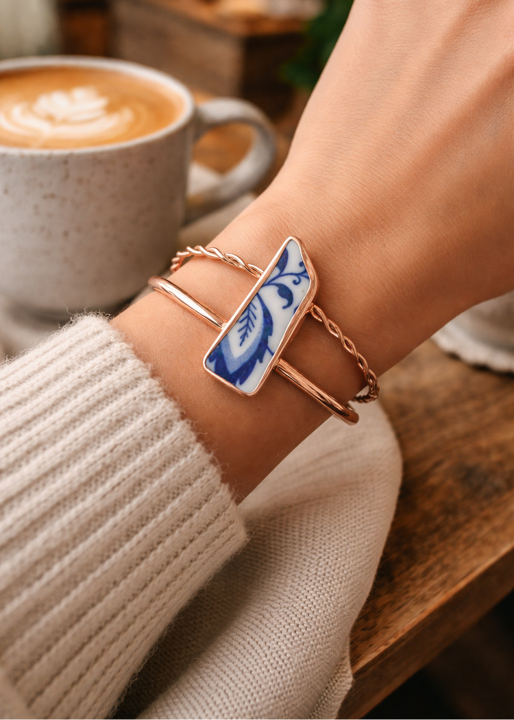 Sylvie Cuff Bracelet: Vintage Plate + Copper