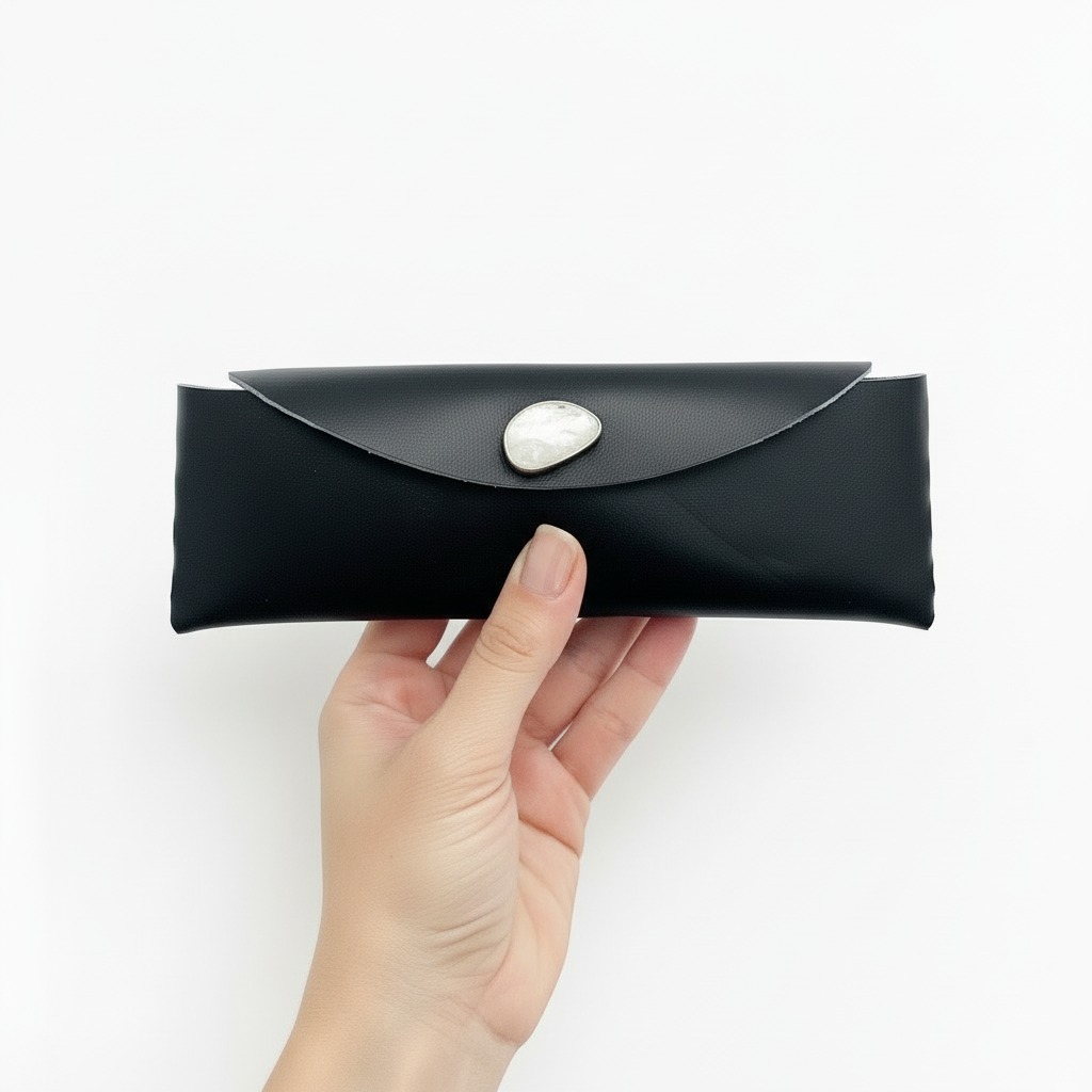 Aaliyah Leather Sunglass Holder: Rainbow Moonstone + Sterling Silver + Genuine Leather