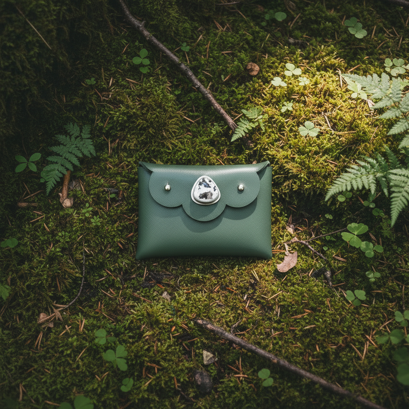 Olivia Leather Wallet: White Buffalo Turquoise + Sterling Silver + Genuine Leather