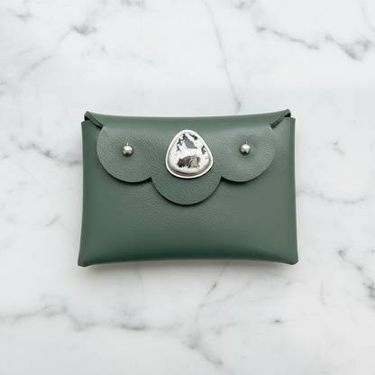 Olivia Leather Wallet: White Buffalo Turquoise + Sterling Silver + Genuine Leather