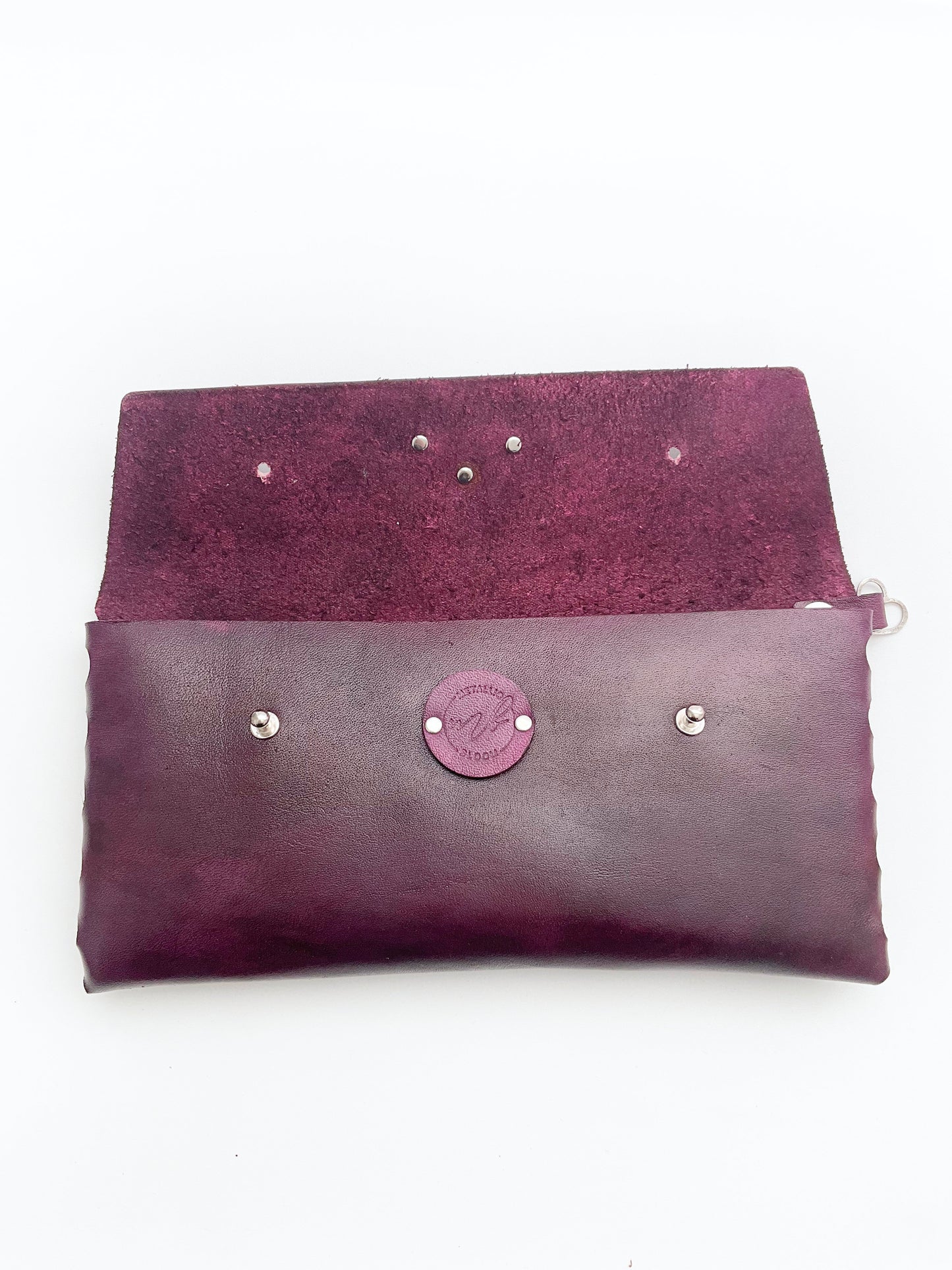 Ruby Leather Wallet: Red Tiger Eye + Garnet + Sterling Silver + Genuine Leather