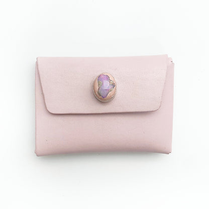 Rosyln Leather Wallet: Galaxy Opal + Sterling Silver + Genuine Leather