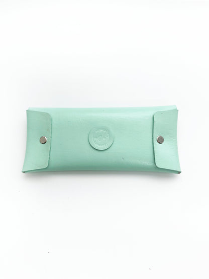 Juni Leather Wallet: Variscite + Rainbow Moonstone + Genuine Leather