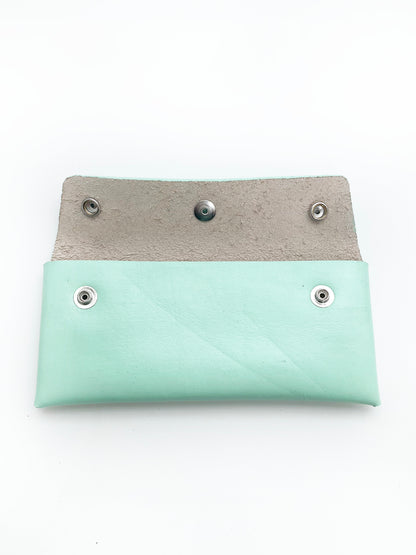 Juni Leather Wallet: Variscite + Rainbow Moonstone + Genuine Leather