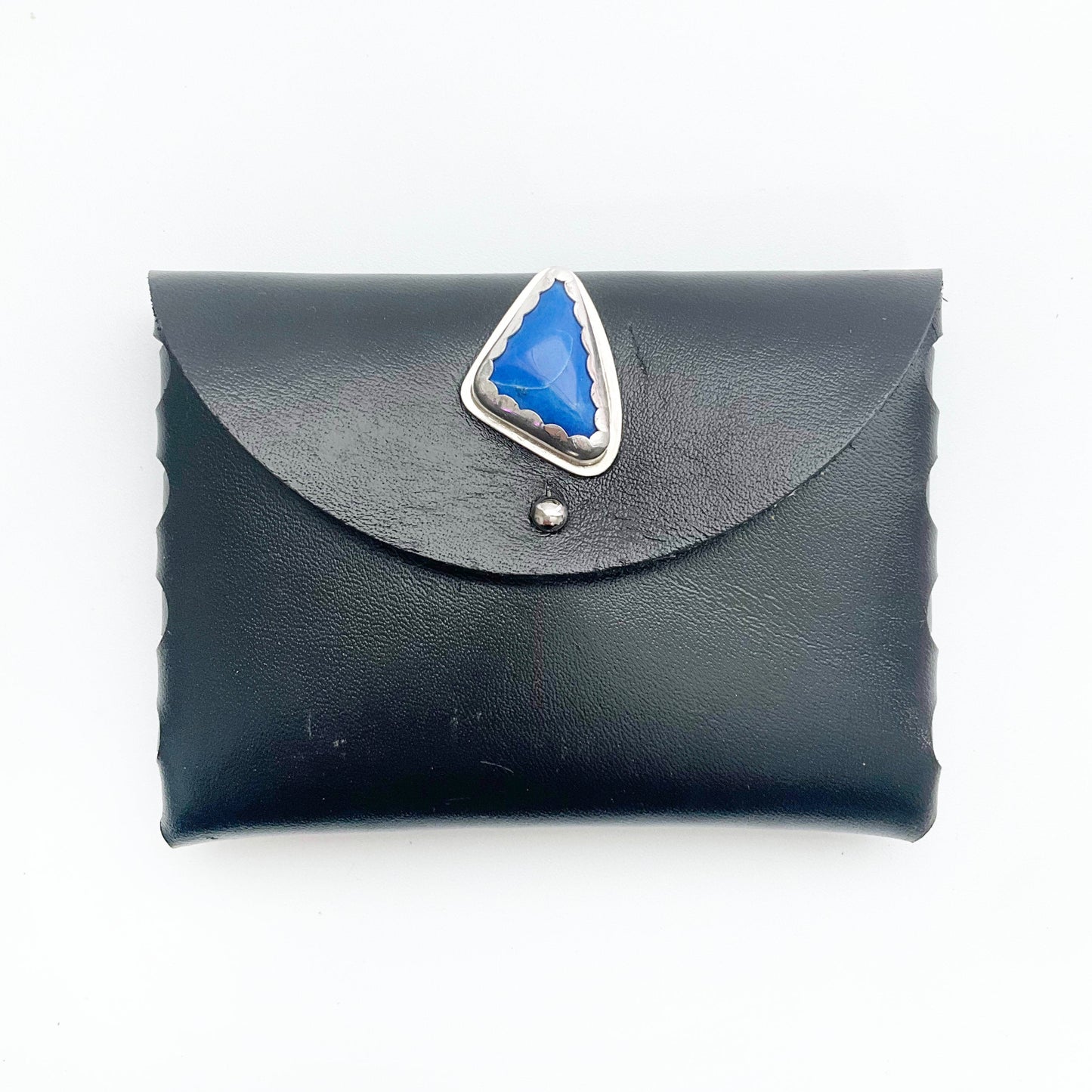 Alice Leather Wallet: Lapis Lazuli + Sterling Silver + Genuine Leather