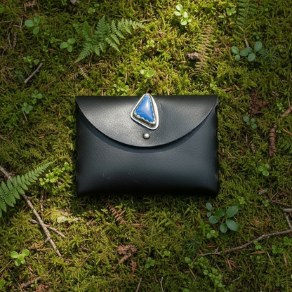 Alice Leather Wallet: Lapis Lazuli + Sterling Silver + Genuine Leather