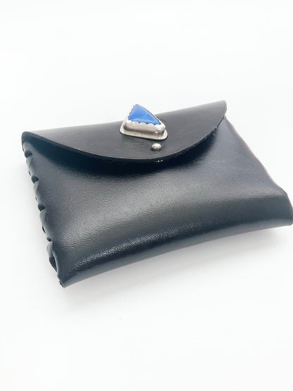 Alice Leather Wallet: Lapis Lazuli + Sterling Silver + Genuine Leather