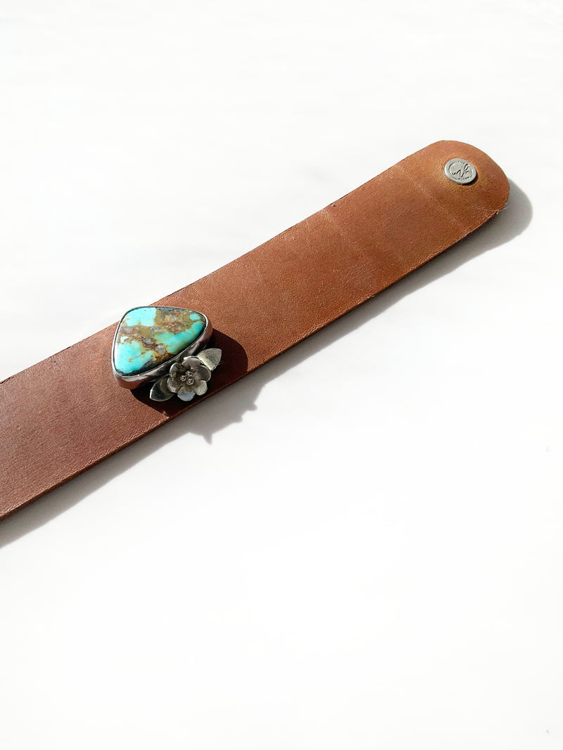 Auren Leather Bracelet: Turquoise + Sterling Silver + Genuine Leather