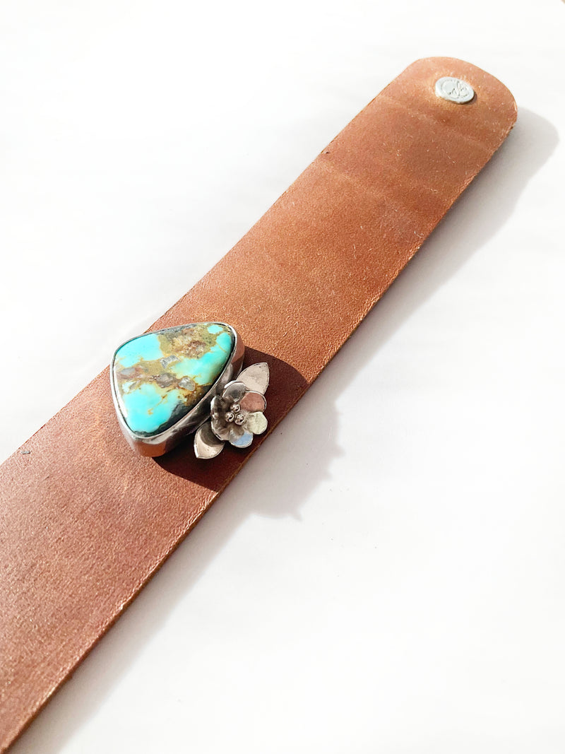 Auren Leather Bracelet: Turquoise + Sterling Silver + Genuine Leather