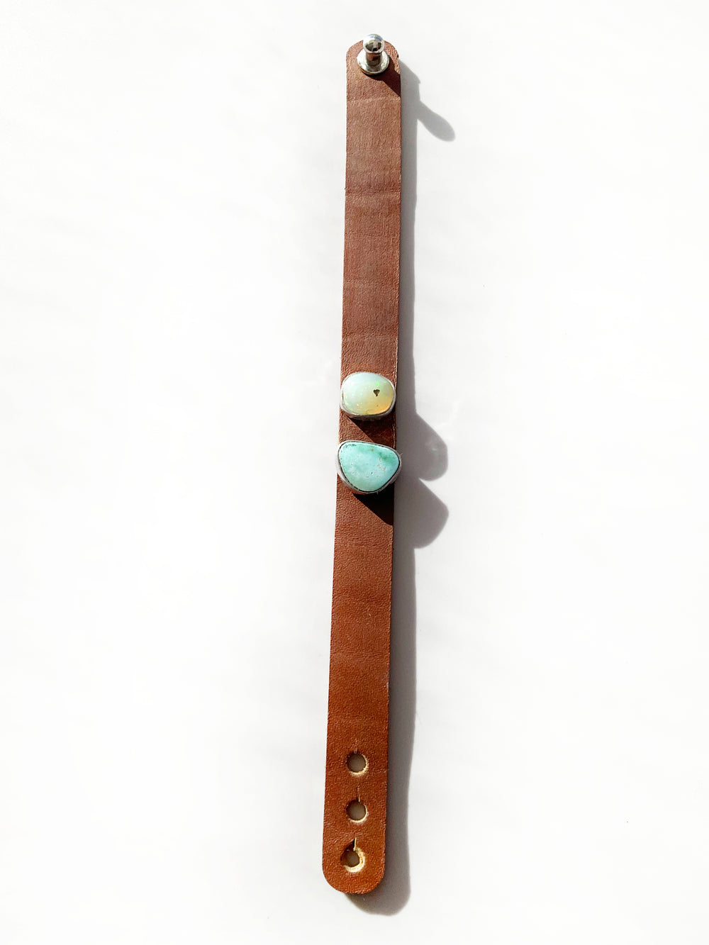 Lyra Leather Bracelet: Turquoise + Opal + Sterling Silver + Genuine Leather