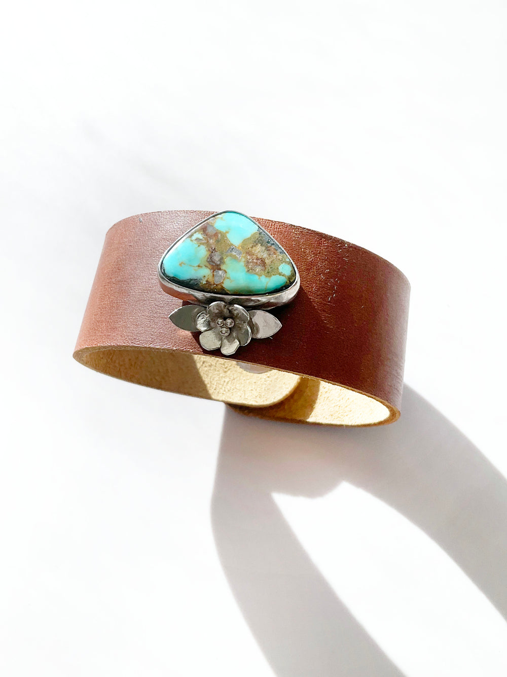 Auren Leather Bracelet: Turquoise + Sterling Silver + Genuine Leather