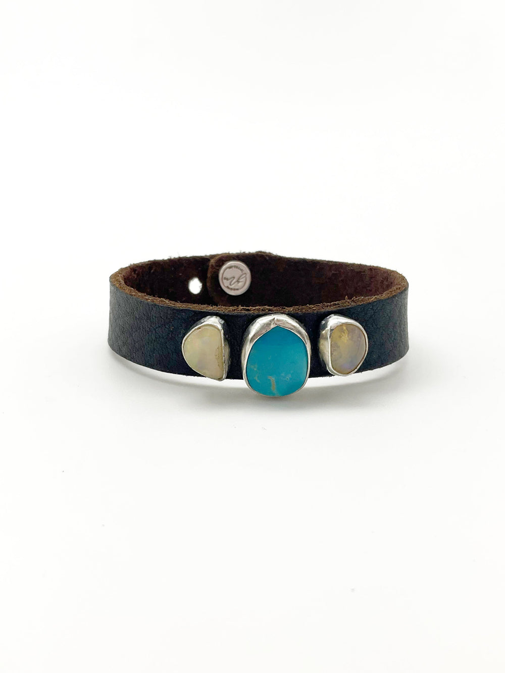 Novae Leather Bracelet: Turquoise + Opal + Sterling Silver + Genuine Leather