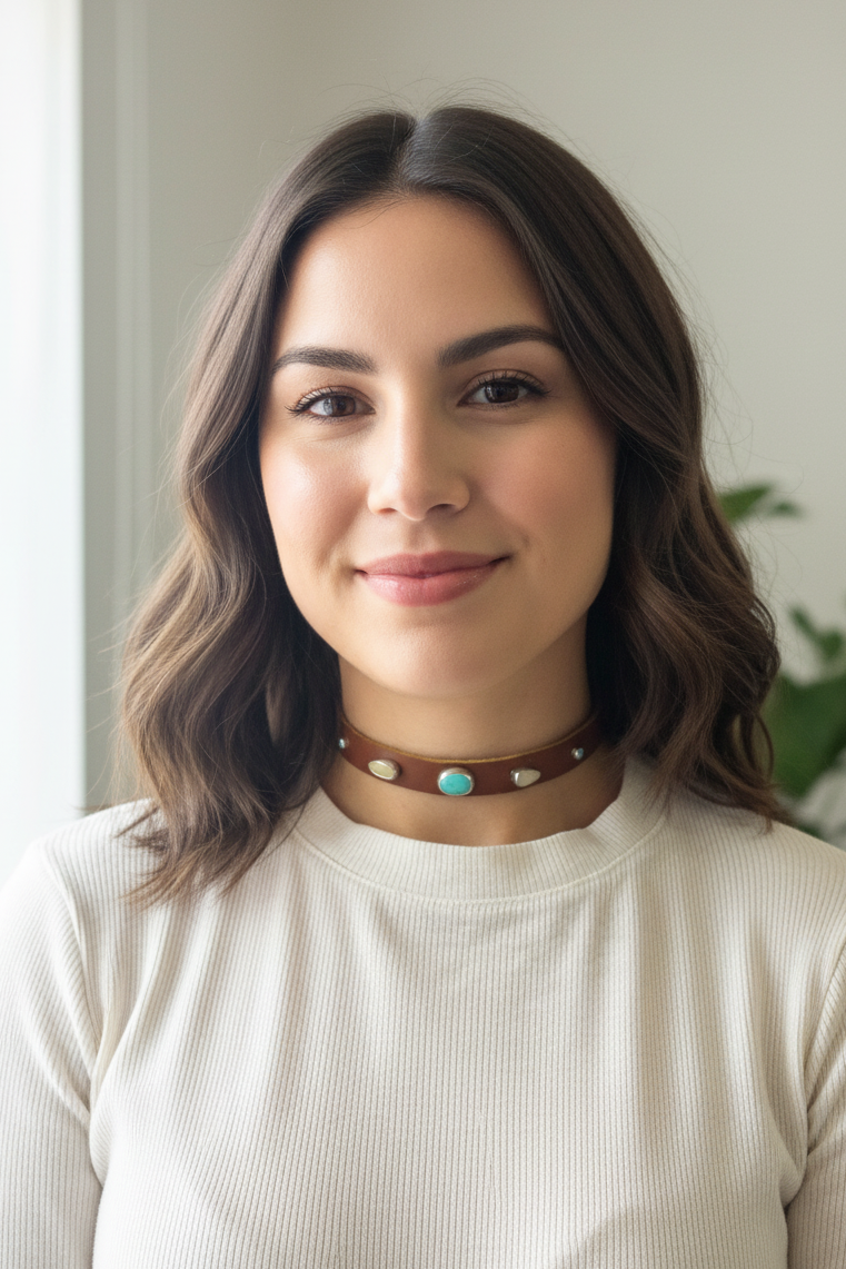 Lyra Leather Choker Necklace: Turquoise + Opal + Sterling Silver + Genuine Leather