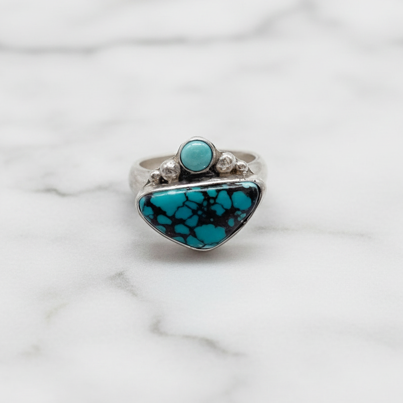 Empress Ring ◇ Hubei Turquoise + Sterling Silver ◇ Size 5.5
