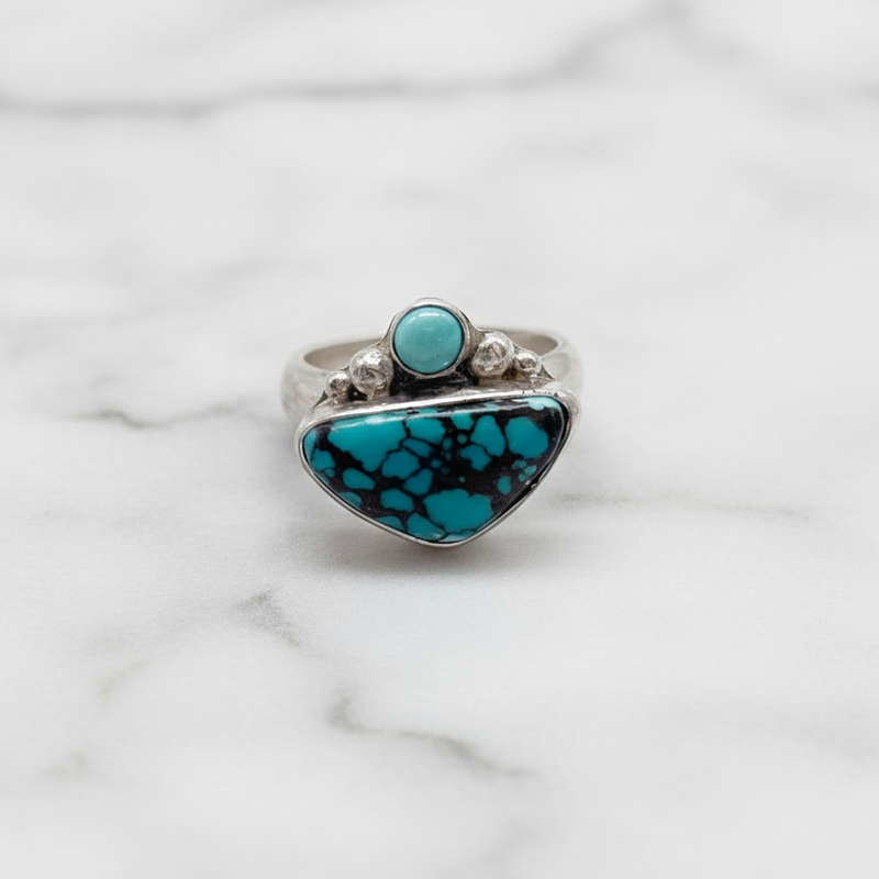 Empress Ring ◇ Hubei Turquoise + Sterling Silver ◇ Size 5.5