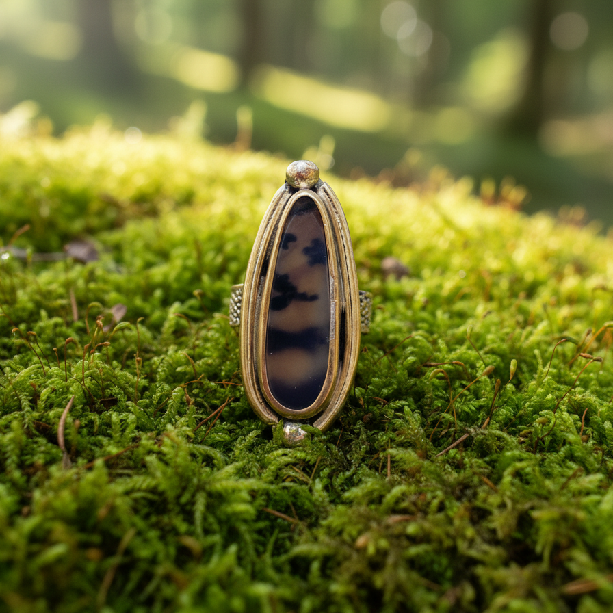 Pharaoh Ring ◇ Montana Agate + Gold Brass ◇ Size 8