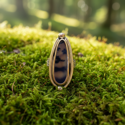 Pharaoh Ring ◇ Montana Agate + Gold Brass ◇ Size 8