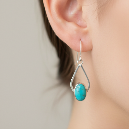Turquoise Teardrop Earrings ◇ Sterling Silver + King Manassa Turquoise