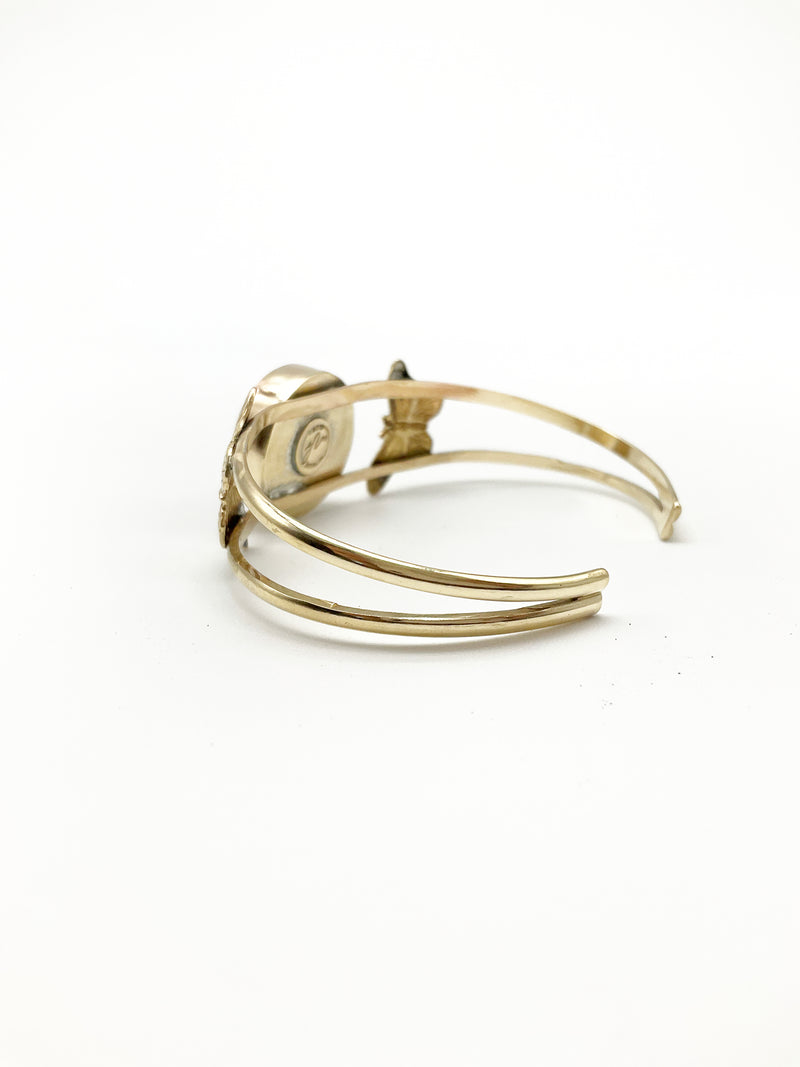 Shifting Monarch Cuff Bracelet: Antique Typewriter Key + Brass