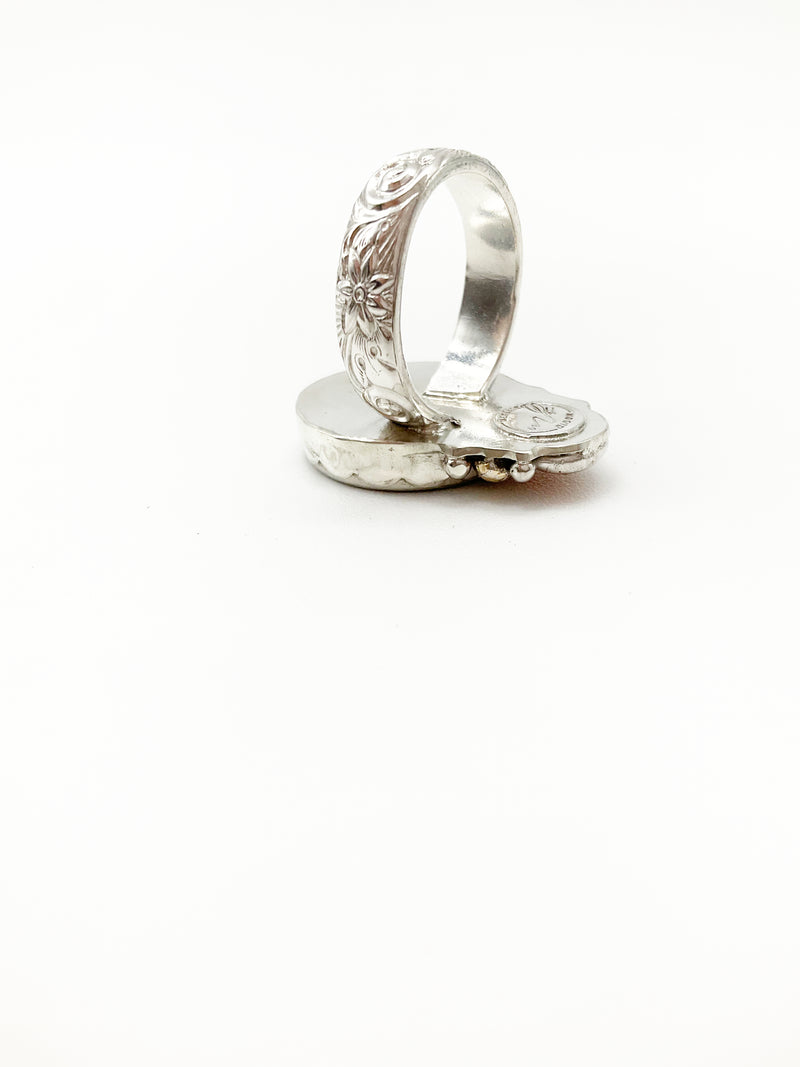 SHIFT Ring: Antique Typewriter Key + Carnelian + Sterling Silver + Brass • Size 6.5