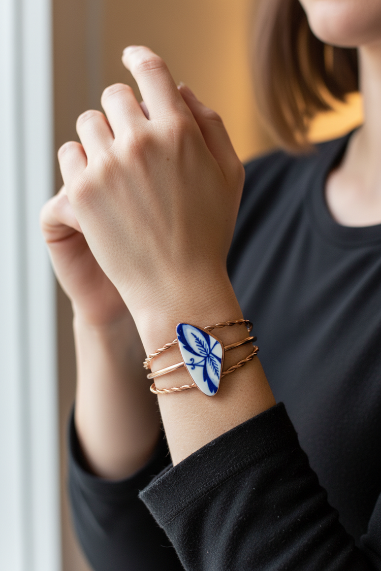 Maris Cuff Bracelet: Vintage Plate + Copper