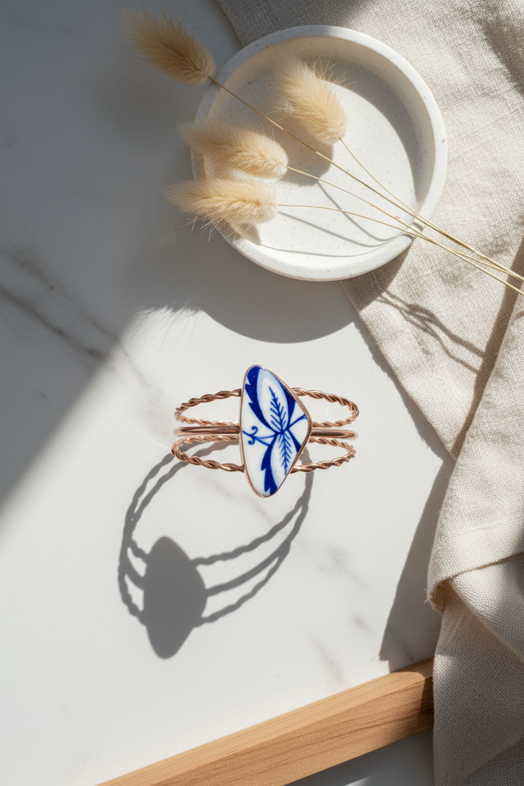 Maris Cuff Bracelet: Vintage Plate + Copper
