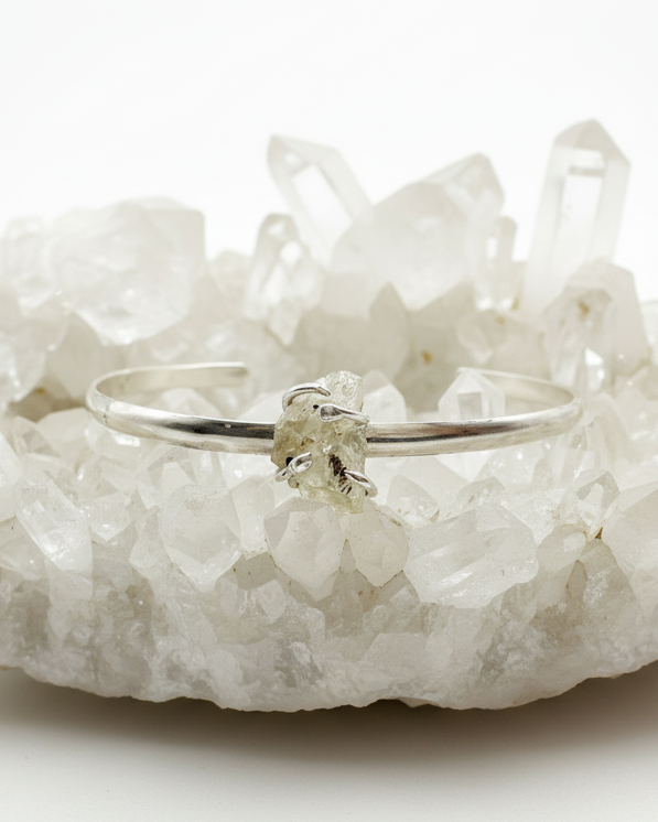 Sol Cuff Bracelet: Sunstone + Sterling Silver