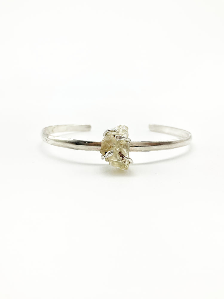 Sol Cuff Bracelet: Sunstone + Sterling Silver