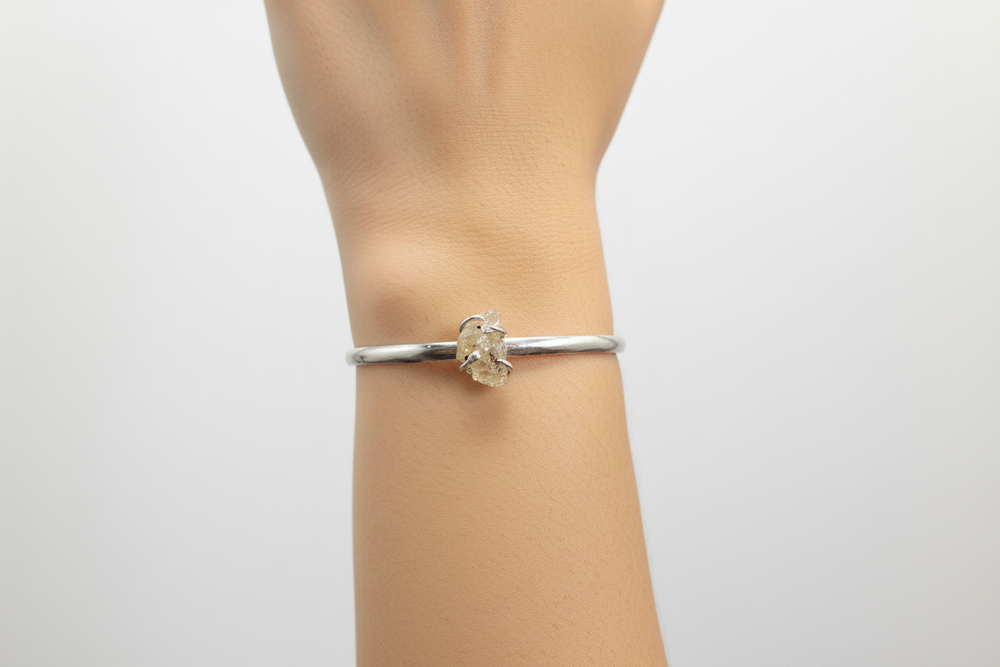 Sol Cuff Bracelet: Sunstone + Sterling Silver