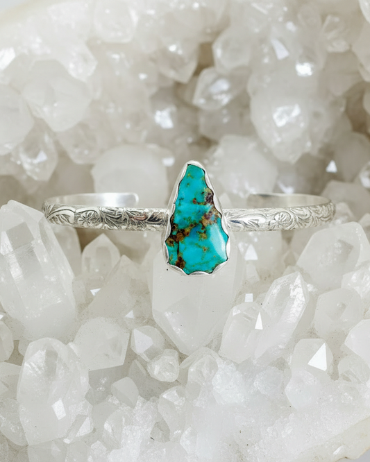 Elysia Cuff Bracelet: Turquoise + Sterling Silver