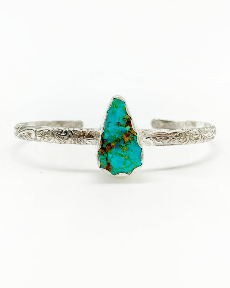 Elysia Cuff Bracelet: Turquoise + Sterling Silver