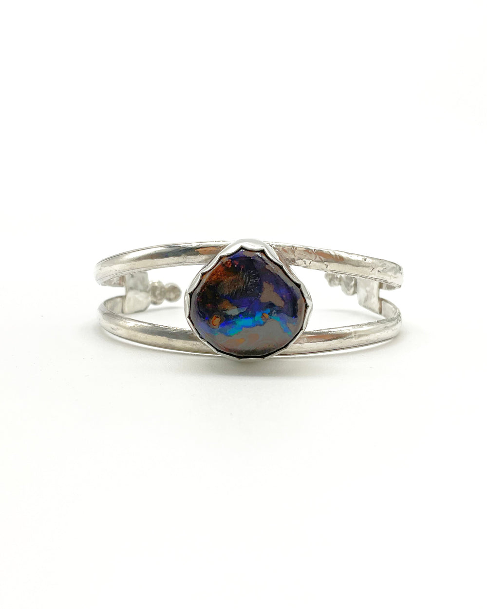 Avalon Cuff Bracelet: Australian Boulder Opal + Sterling Silver