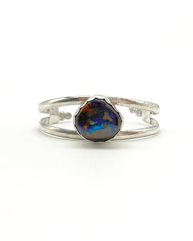 Avalon Cuff Bracelet: Australian Boulder Opal + Sterling Silver