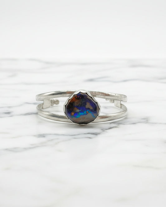 Avalon Cuff Bracelet: Australian Boulder Opal + Sterling Silver