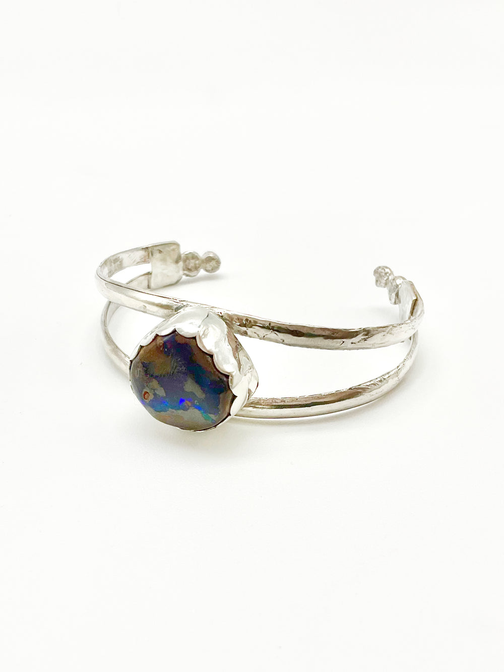 Avalon Cuff Bracelet: Australian Boulder Opal + Sterling Silver