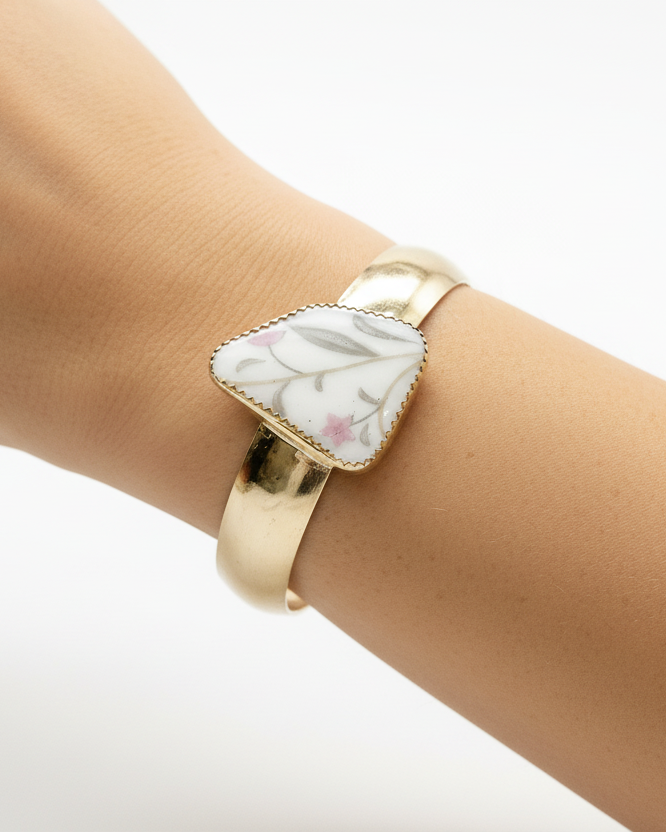 Flora Cuff Bracelet: Vintage Plate + Brass