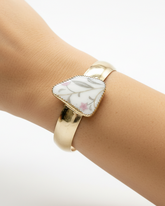 Flora Cuff Bracelet: Vintage Plate + Brass