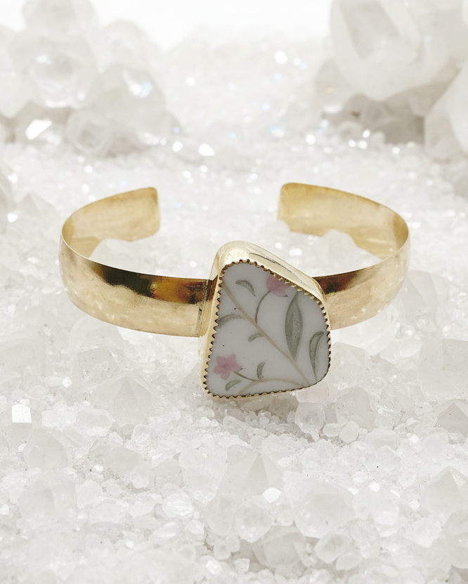 Flora Cuff Bracelet: Vintage Plate + Brass