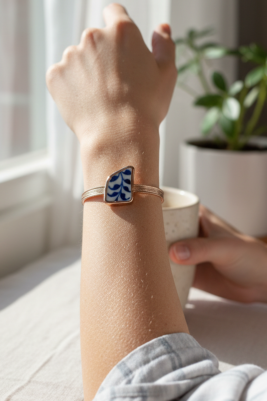 Brielle Cuff Bracelet: Vintage Plate + Copper