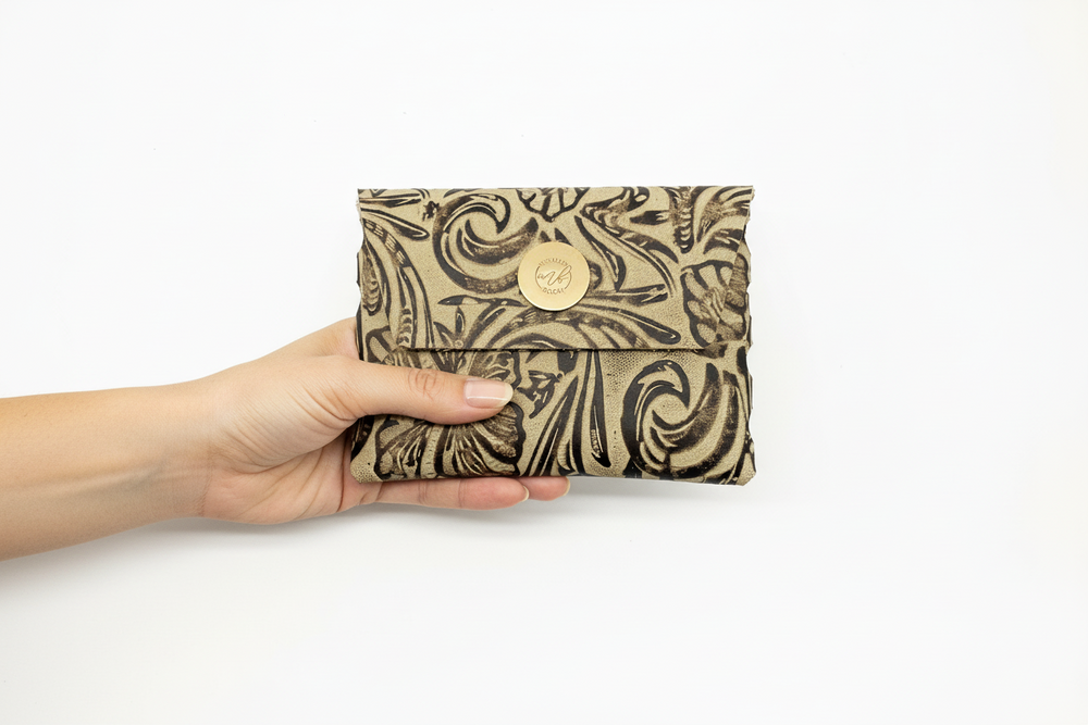 Azura Leather Wallet: Brass + Genuine Leather
