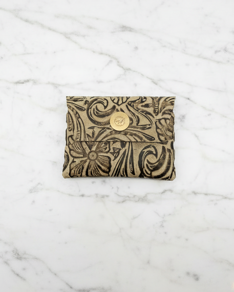 Azura Leather Wallet: Brass + Genuine Leather