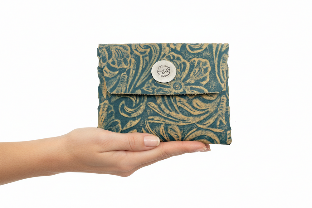 Fiora Leather Wallet: Sterling Silver + Genuine Leather