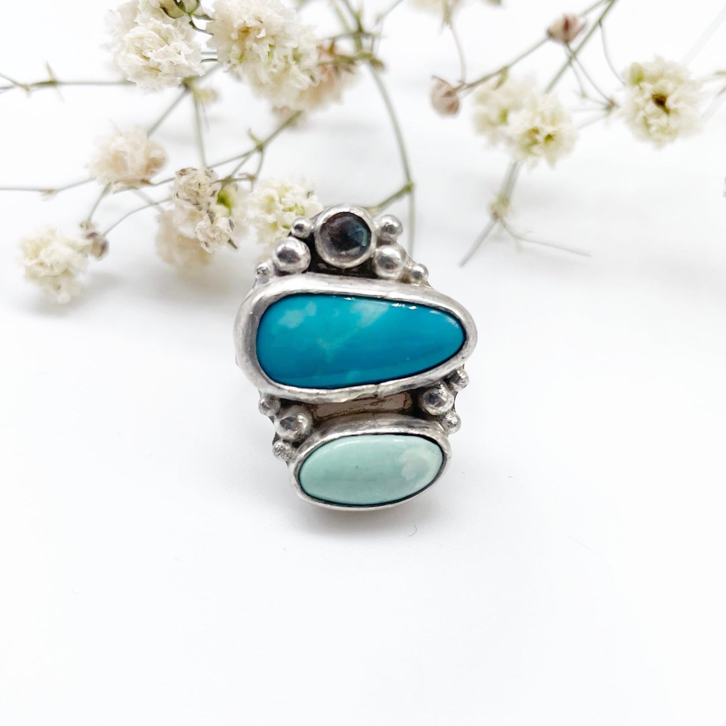 Paradise Ring • Variscite + Turquoise + Labradorite + Sterling Silver • Choose Your Size