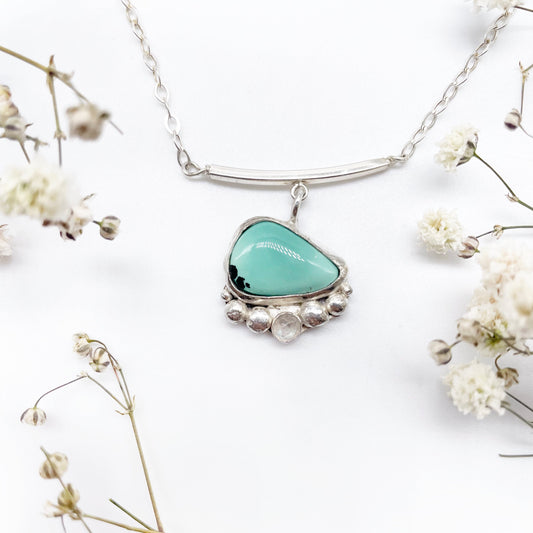 Lagoon Necklace • Turquoise + Labradorite + Sterling Silver • 14"