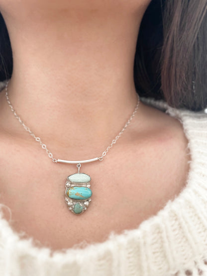 Dew Necklace • Turquoise + Variscite + Sterling Silver • 14"