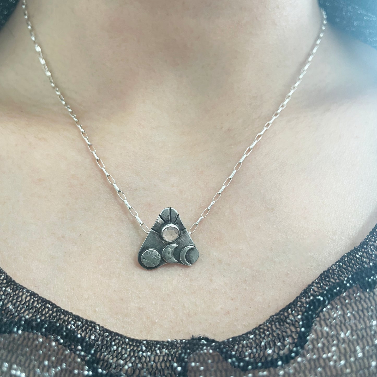 Planchette Necklace • Quartz + Sterling Silver • 16"